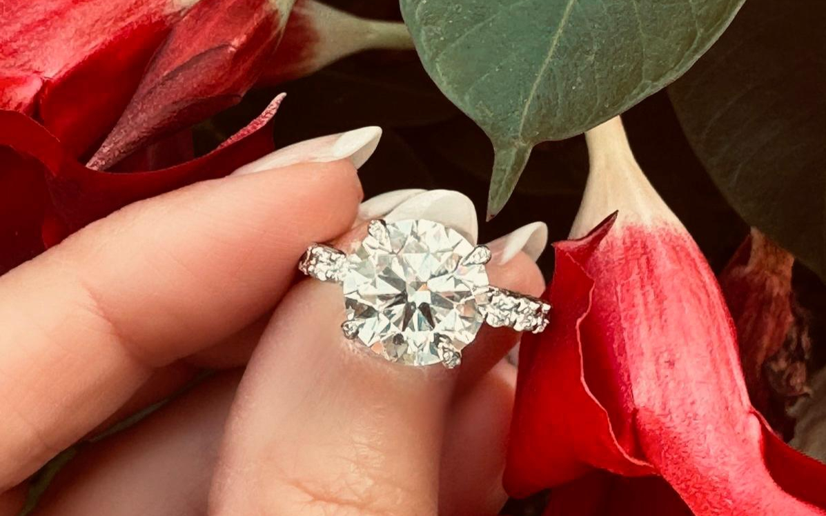 Custom engagement ring with oval diamond